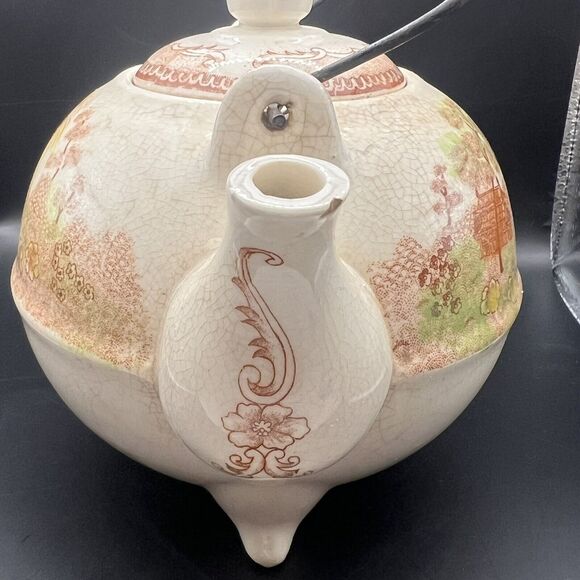 Tea Pot Brown & Ritchie Oriental Japanese Asian Garden Wire Handle Flaws - Picture 5 of 16